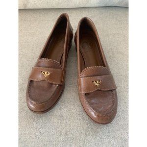 TORY BURCH Brown Leather Loafers Sz 5.5